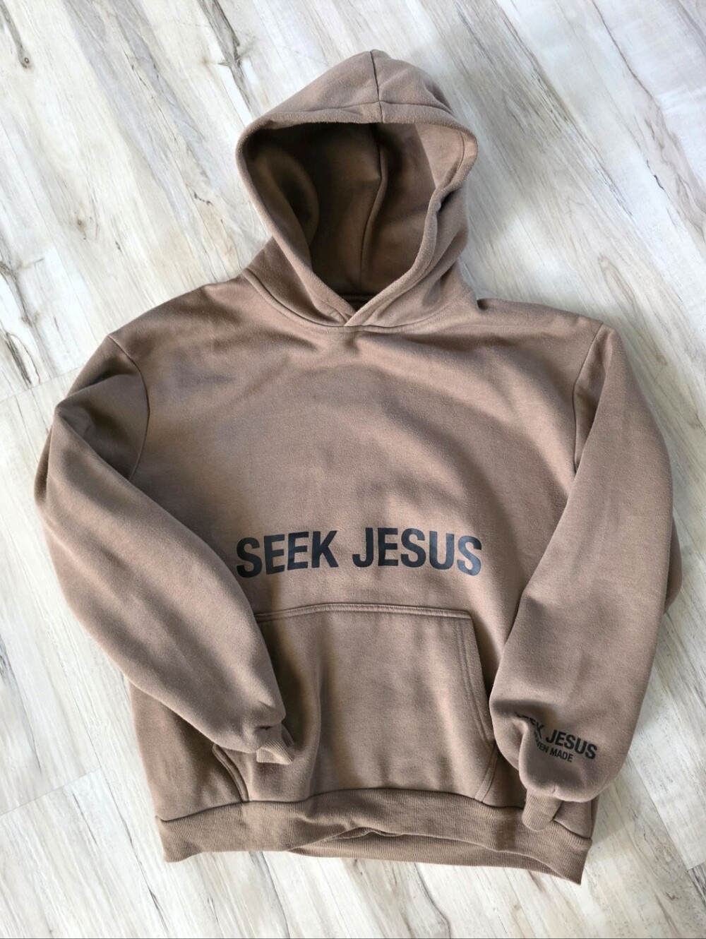 Seek Jesus X Made By Heaven Hoodie Sweatshirt BROWN Sz L